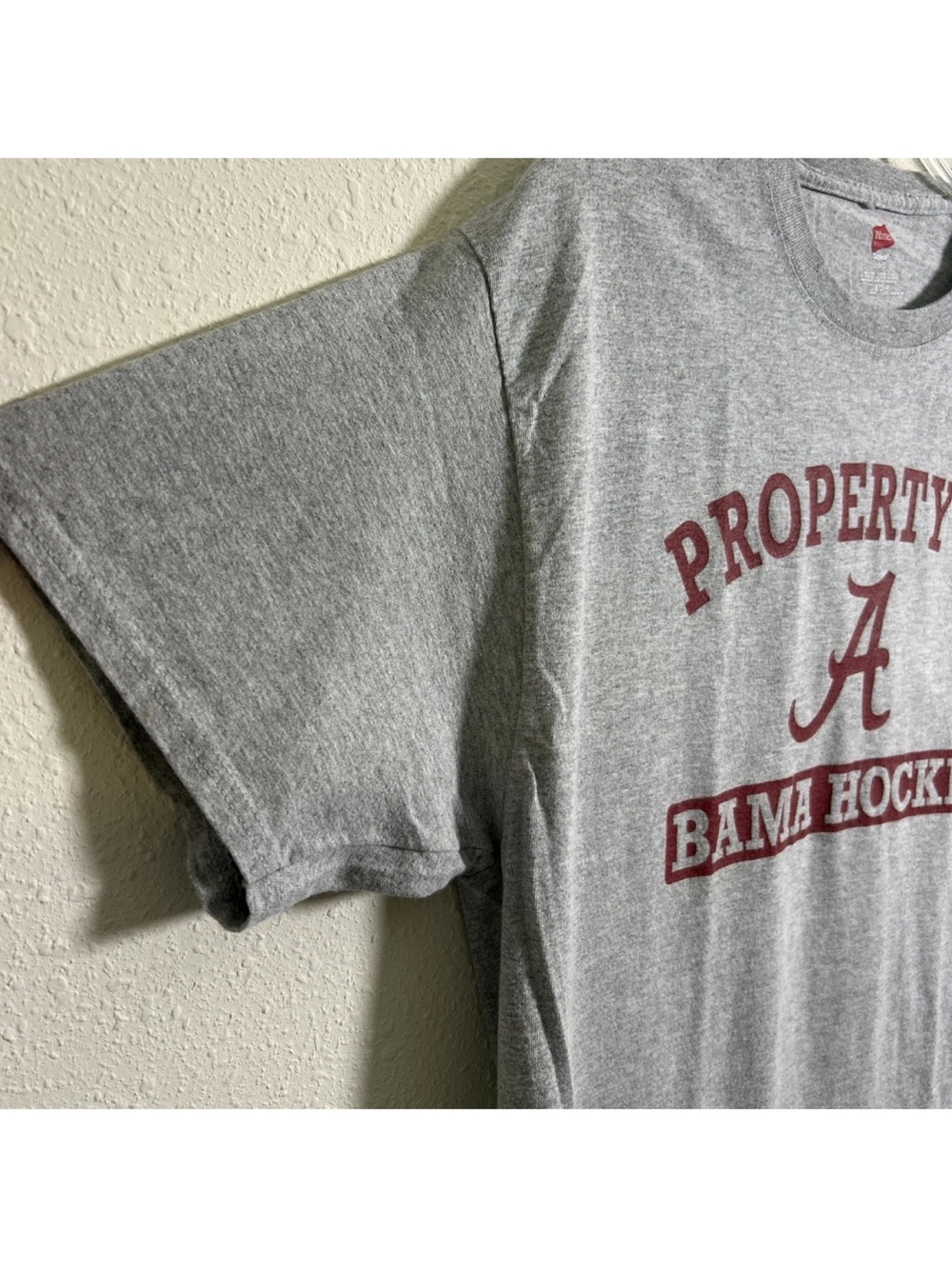 University Of Alabama Crimson Tide Ice Hockey Gray T-Shirt Hanes Mens Large NCAA - Picture 5 of 9